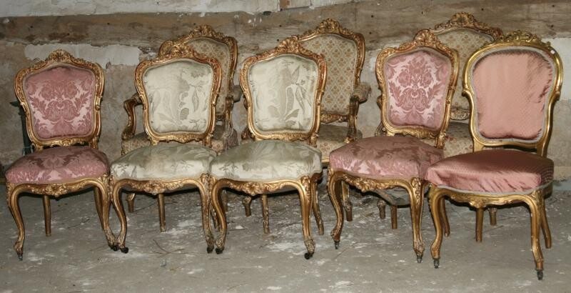Гостиная мебель: стулья, 5 шт. и кресла, 3 шт.